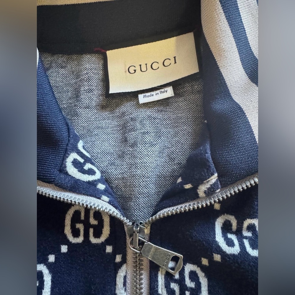 Gucci Navy GG Logo Zip-Up Hoodie - Picture 5 of 5